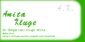 anita kluge business card